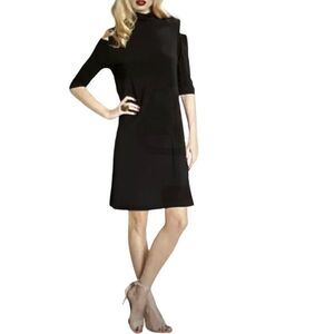 CLARA SUNWOO Women’s Mock Neck Cold Shoulder Dress Black Size Small